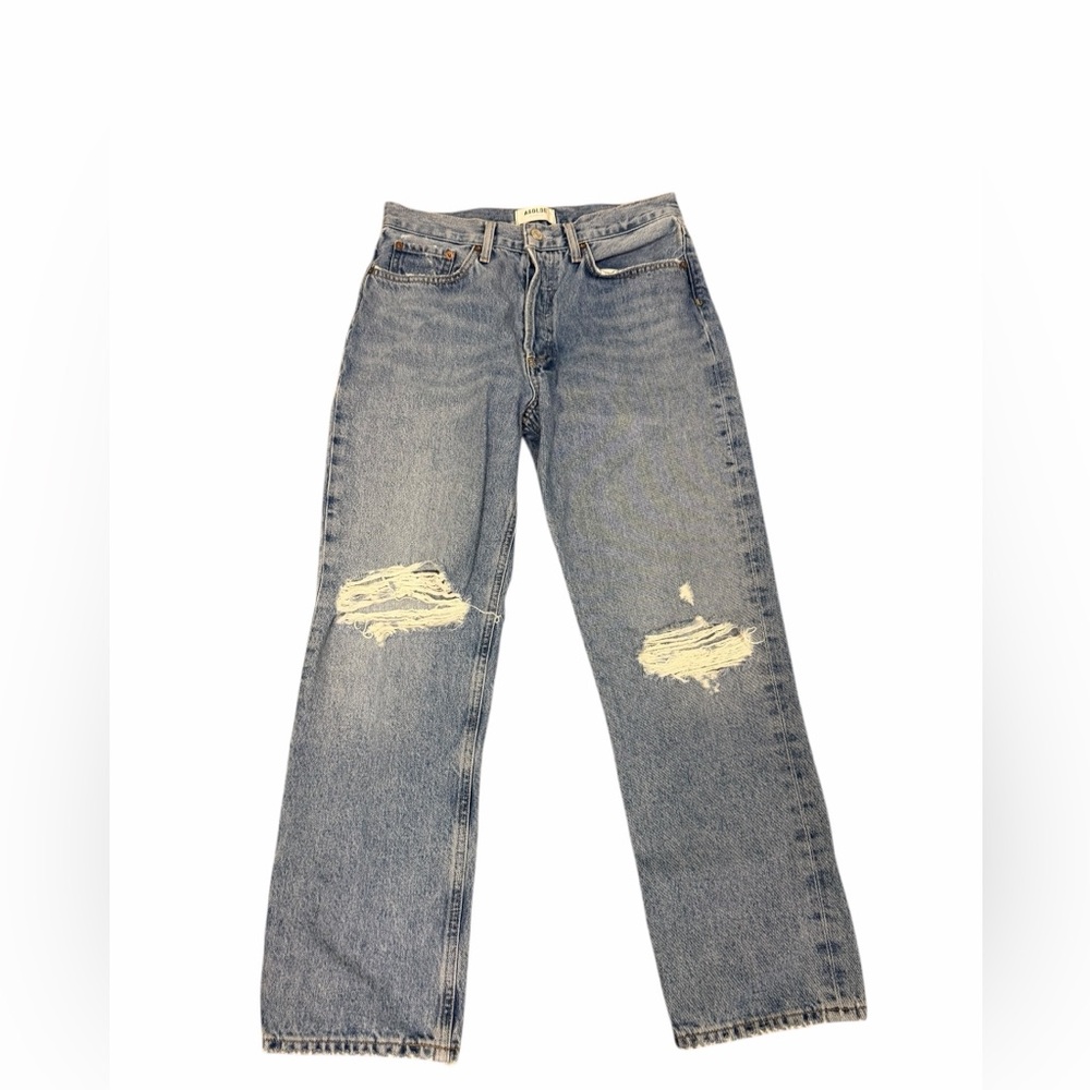 AGOLDE Lana Jeans Size 27 Organic Cotton Distressed Light Wash